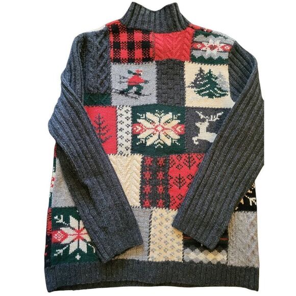 Vintage Ralph Lauren Sweater Women's Medium Hand Knit Wool Christmas - Picture 2 of 6